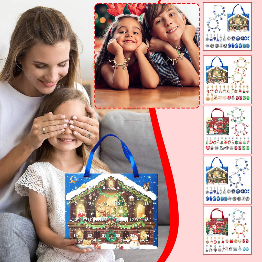 3D Stereo BlindBox Aircraft Box Christmas Bracelet DIY Crystal Beaded Alloy Jewelry SantaClaus BlindBox Children's Holiday Gift