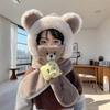 Winter children's hats three-piece baby scarf gloves integrated ear protection hats boys and girls thickened hats super cute
