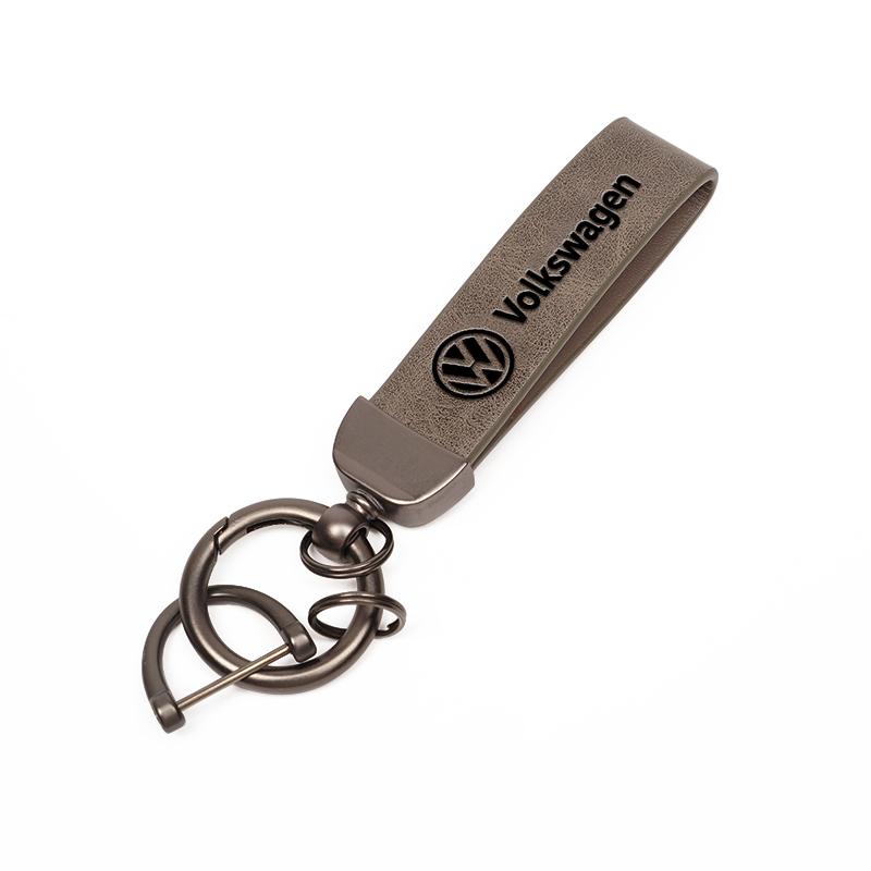 Volkswagen Car Emblem Cowhide Keychain Key Holder For VW Golf Amarok T5 Phaeton GTI Teramont ID3 Tiguan Passat b6 Key Ornaments BO0