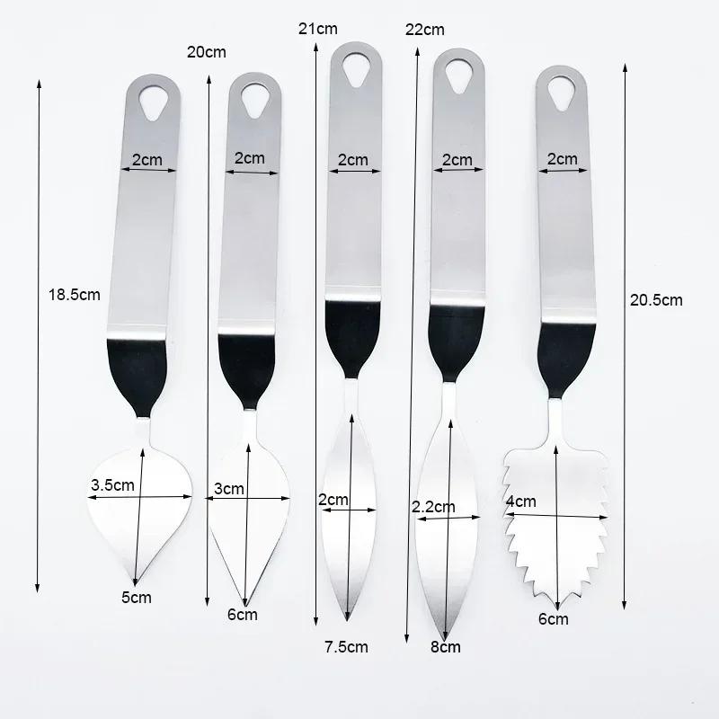 Stainless Steel Feather Leaf Chocolate Knife Cake Dessert Modeling Making Spatula Decorating Tool Kitchen Baking Pastry Utensils
