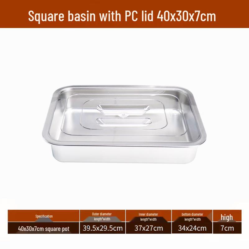 Shengjia 304 Stainless Steel Square Food Pan with Acrylic Lid