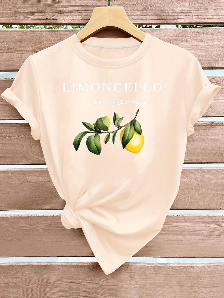 90s Retro Limoncello Lemon 100% Cotton Women's T-Shirt Loose Crew Neck Short Sleeve Top Harajuku Shirt T Shirt Summer