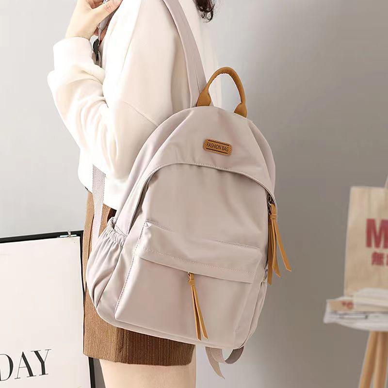 Denní Cestovní Školní Batohy Velké Kapacity Dámské Jednobarevné Ramenní Batůžky Nylonový Zip Nákupní Ruksaky