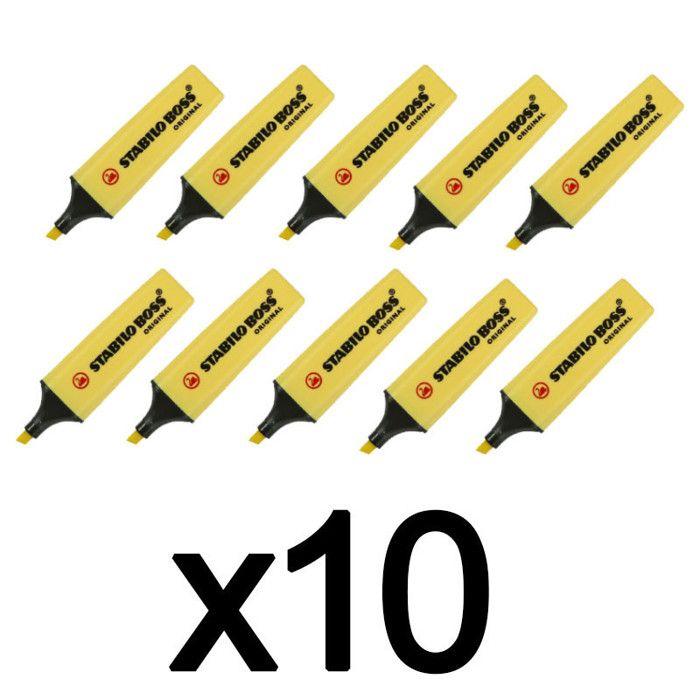 10 Surligneurs - STABILO BOSS ORIGINAL - Pastel - Crème De Jaune