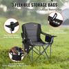 Camping Folding Chair for Adults, Portable Heavy Duty Outdoor Quad Lumbar Back Padded Arm Chairs with Side Pockets, Cup Holder and Cooler Bag for