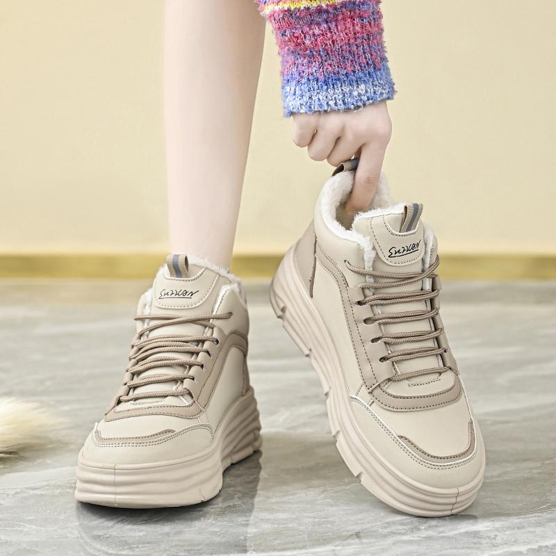 Leather Height-Increasing Shoes Fashion Lace-up Casual Shoe Women Sneakers Outdoor Vulcanized Shoe Designer Platform Women Shoes
