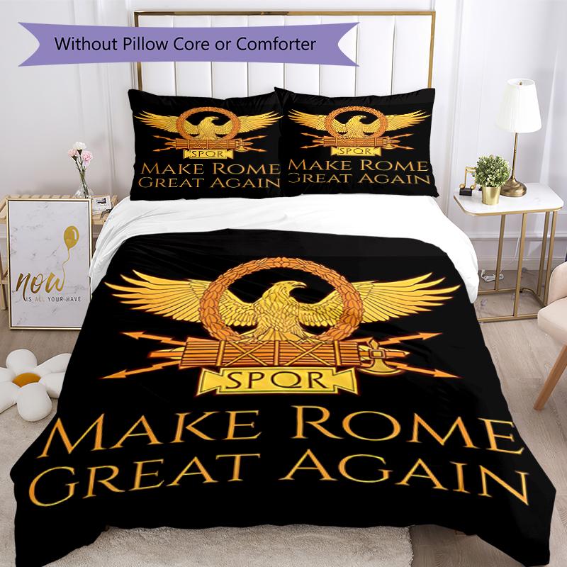 3pcs SPQR Roman Eagle1 pattern bedding set duvet cover set includes duvet cover &pillowcases, perfect all season bedroom decoration & gift