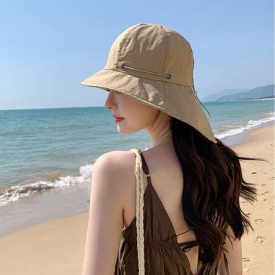 Frühling und Sommer neuer Eimerhut Sonnenschutz Sonnenhut Sommer-Sonnenhut Nackenschutz UV-Schutz Kordelzug verstellbarer Hut