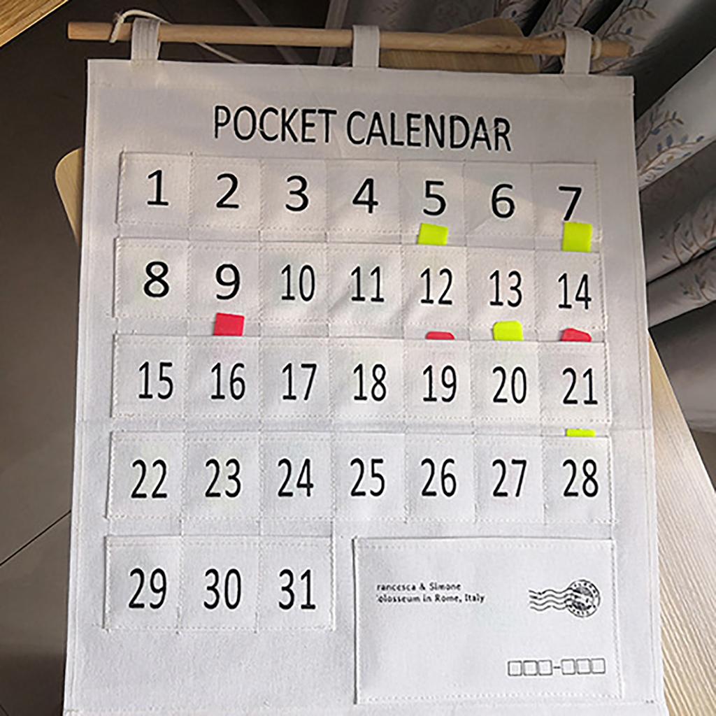 Numbered Calendar Pocket Chart Cotton and Linen Morning Check Classroom Pocket Chart Calendar Wall