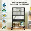 Bird Cage with Bottom Shelf, Removable Tray and Grid, Steel and PP, 48x46x83 cm, Black