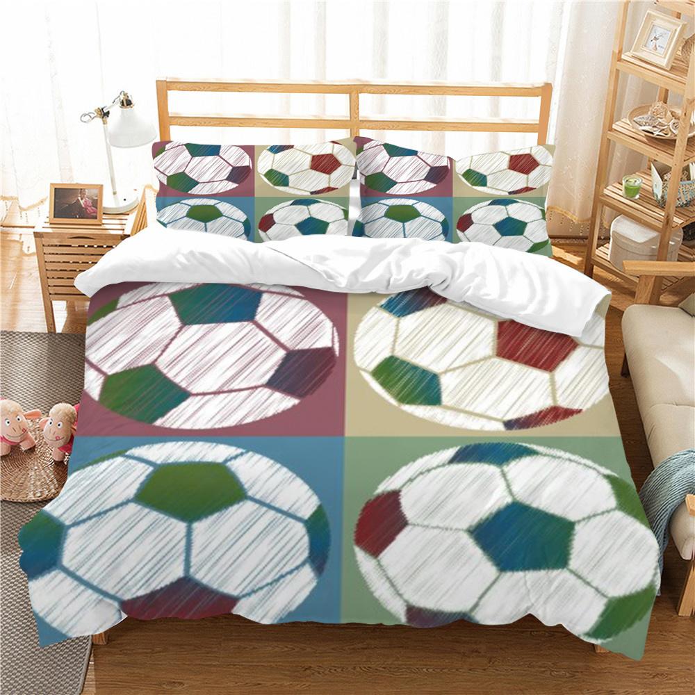 Hot Sell Football Bedding Cover Suit Scripes Unique Design Duvet Cover Set Soccer Bed Clothes Polyester Home Textiles Man Single Size Quilt Cover