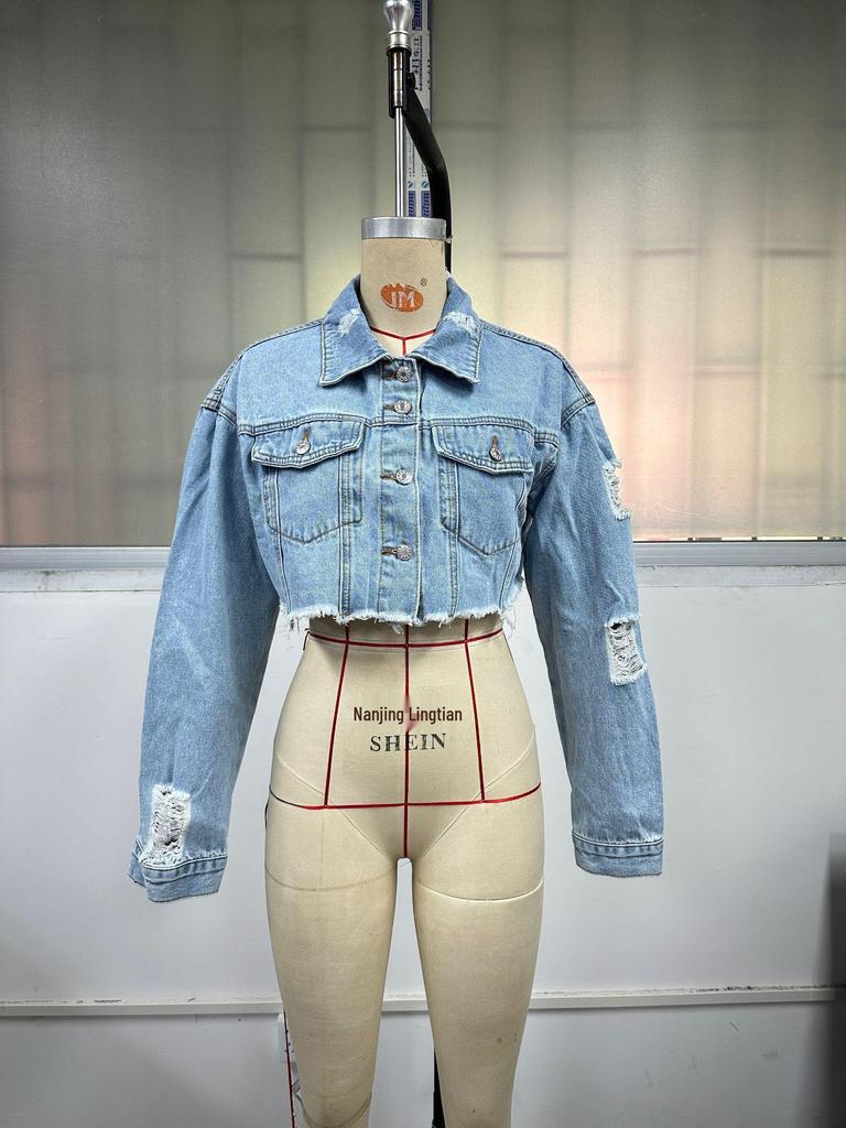 Giacca di Jeans da Donna Transfrontaliera - Stile INS Europeo e Americano, Giacca Corta alla Moda Versatile Casual