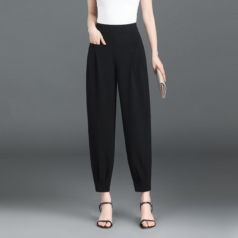 

Women s 2026 Summer Harem Pants - Fashionable, Thin, Nine-Point, Slimming, Loose, Versatile Carrot Style. 4XL чёрный