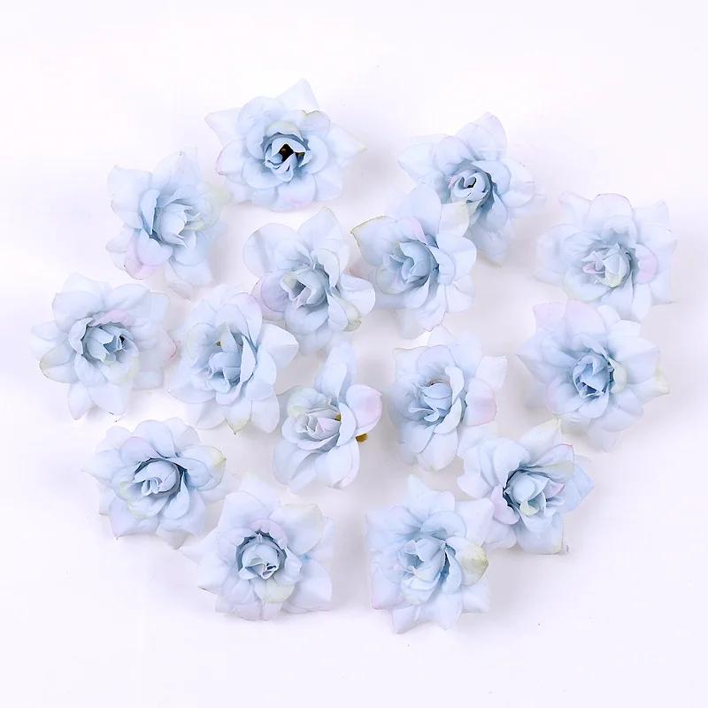 10Pcs Artificial Flower 4.5cm Silk Rose Head For Wedding Home New Year Decoration DIY Garland Scrapbook Gift Box Craft Flowers