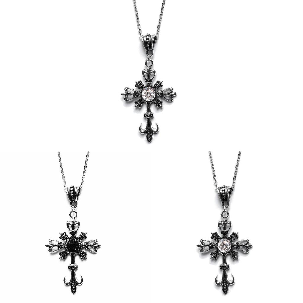 Gothic Punk Cross Necklace For Women With Crystal Pendant Fashion Jewelry Gift