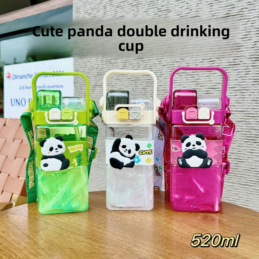 Panda Water Bottle For Kids With Straw And Ecofriendly Pc Material Perfect For Outdoor And Gift Use