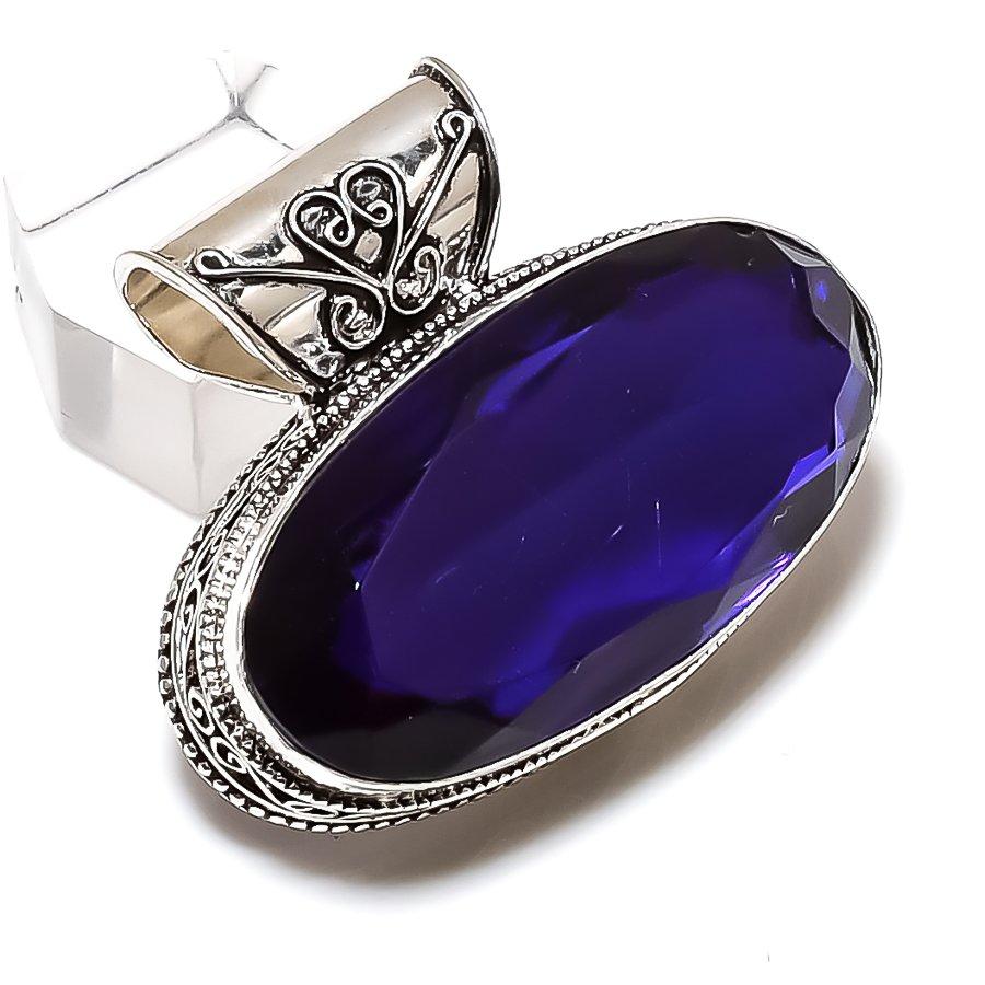 Amethyst Gemstone Handmade 925 Sterling Silver Jewelry Pendant 1.38" h8F51