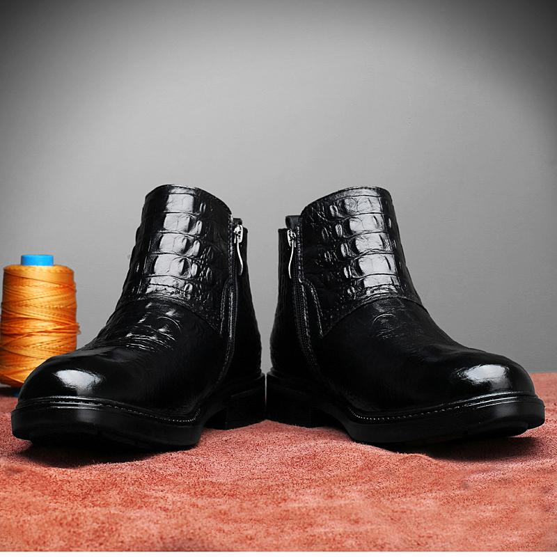 Genuine Leather Boots Men's Top Quality Winter Shoes Formal Chelsea Boots with Fur Dress Business Shoes Luxury Male Ankle Boots