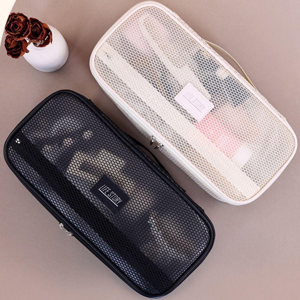 Mesh Hair Dryer Storage Bag with Handle Dustproof Curler Storage Bag Large Capacity Hairstyles Tool Organizer Hairdresser
