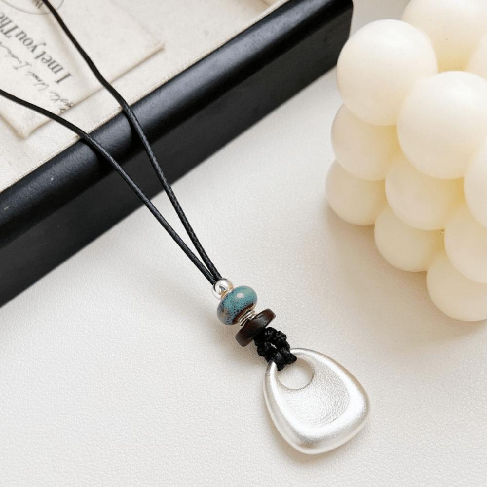 Sweater Chain Autumn and Winter Black Leather Rope Bag Pendant Simple Light Luxury High Sense Niche Versatile Send Girlfriend Long Accessories