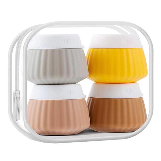 4Pcs 40ML Silicone Travel Bottle with Clear PVC Bag Leak Proof Reusable Facial Cream Lotion Sunscreen Storage Jar Portable Refillable Empty Toiletries
