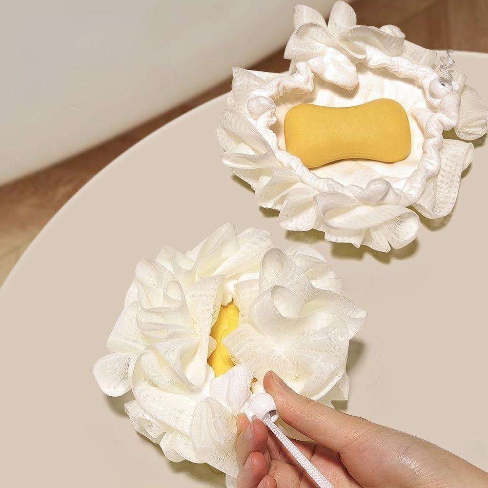 2-in-1 Soap Shower and Scrubbing Tool Water Absorbing and Foaming Mesh Bag Shower Supplies Enlarged Shower Flower Ball
