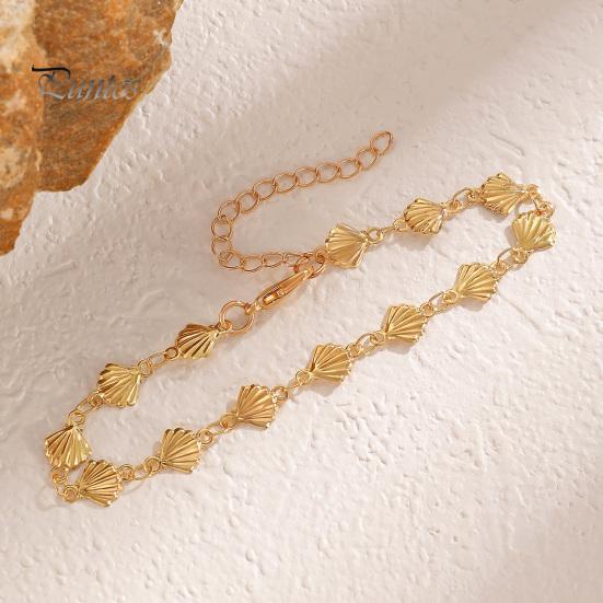 Lightweight Metal Chain Jewelry Gold Boho Ocean Bracelet for Women, Minimalist Mini Scallop Versatile Alloy Wristband Shell Bracelet, Summer