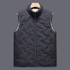 Męskie zimowe jednokolorowe ciepłe kamizelki ze stójką bez rękawów prostokątne wytłoczone kieszenie zapinana na zamek plisa jednokolorowa kamizelka casualowa