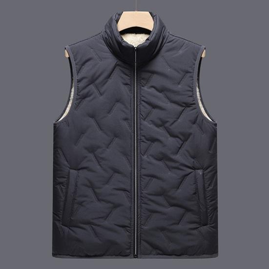 Muži Zimní Jednobarevná Teplá vesta Stojánek Límec Bez rukávů Obdélníkové embosované kapsy Zapínání na zip Jednobarevné Neformální kabát Vesta