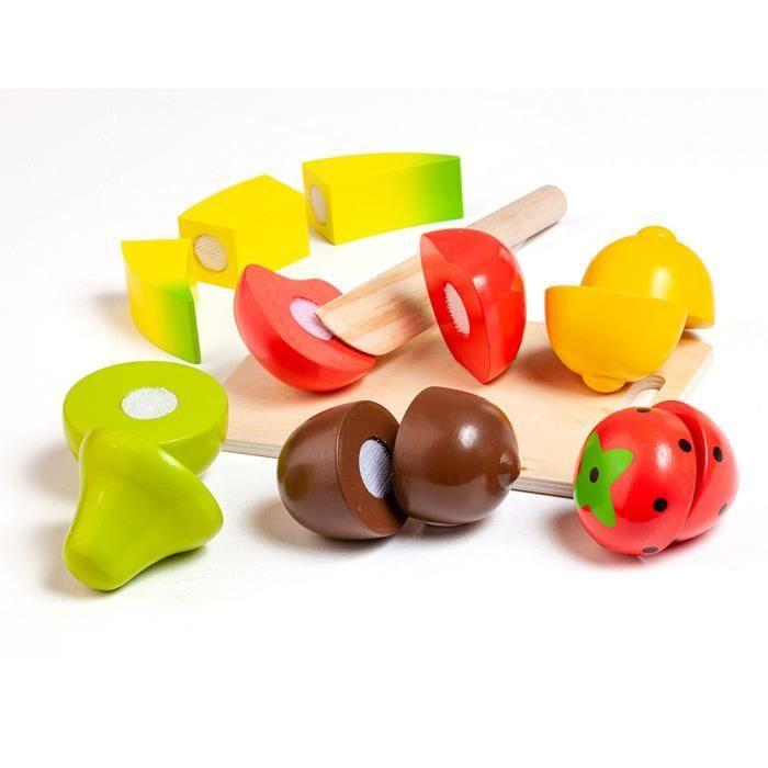 Jeu De Fruits En Bois - MOLTO - Fruit Set - Mixte - Enfant - 3 Ans - 8 Fruits Prédécoupés Et Un Plateau - Bois