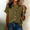 Women's -color Short-sleeved Button-down Collared Blouse