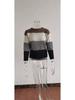 Women Casual Striped Knit Sweater Long Sleeve Round Neck Pullover Autumn Winter