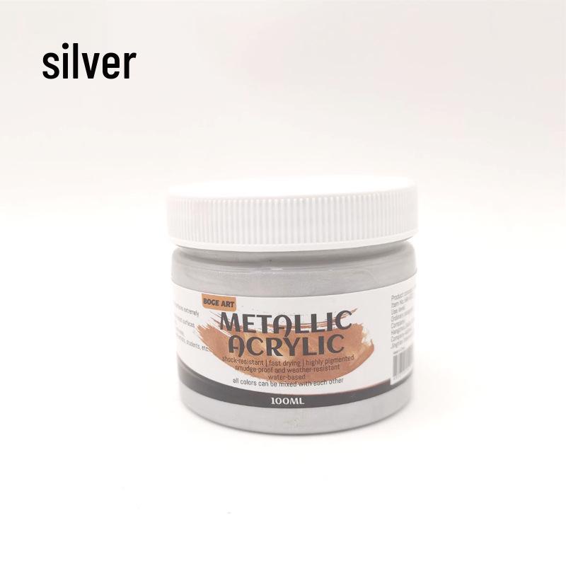 Iridescent Metallic Acrylic Paint, 100ml - Buddha Light Silver for Fluid Art, Walls, Hand-Painted Shoes, Gold Touch.