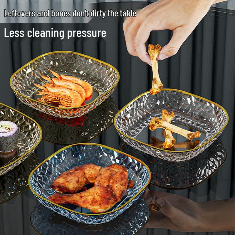 Festive Red Chinese Stone Bone Plate Set with Diamond Base