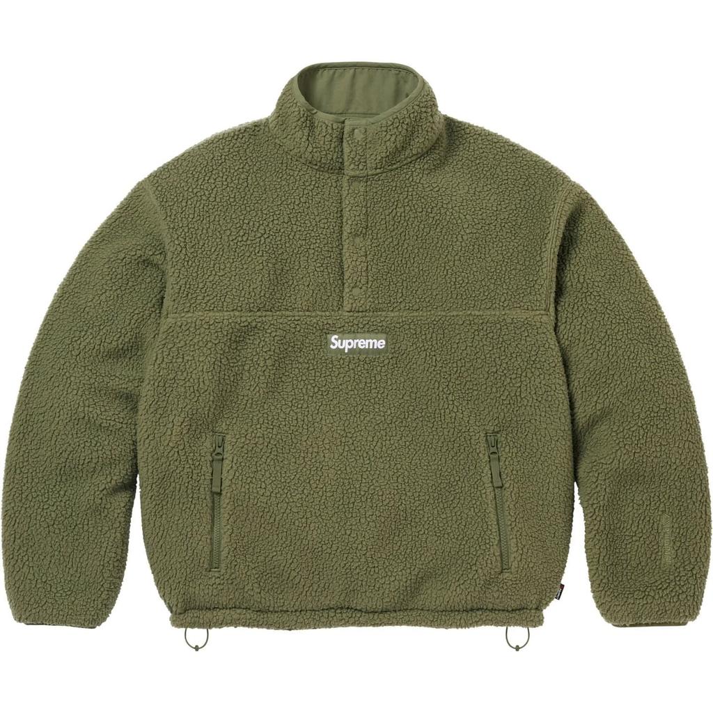 Supreme Polartec Shearling Reversible Pullover Olive