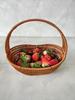 Rattan-Look Iron Frame Handbasket: Plastic Woven Flower, Vegetable, Shopping, Wedding Gift, Outdoor Restaurant Storage Basket.