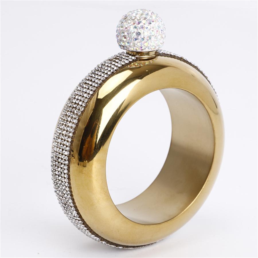 Stainless Steel Round Bracelet Decanter, Portable, White Wine, Whiskey, Ladies Fashion, 3.5oz, 100ml