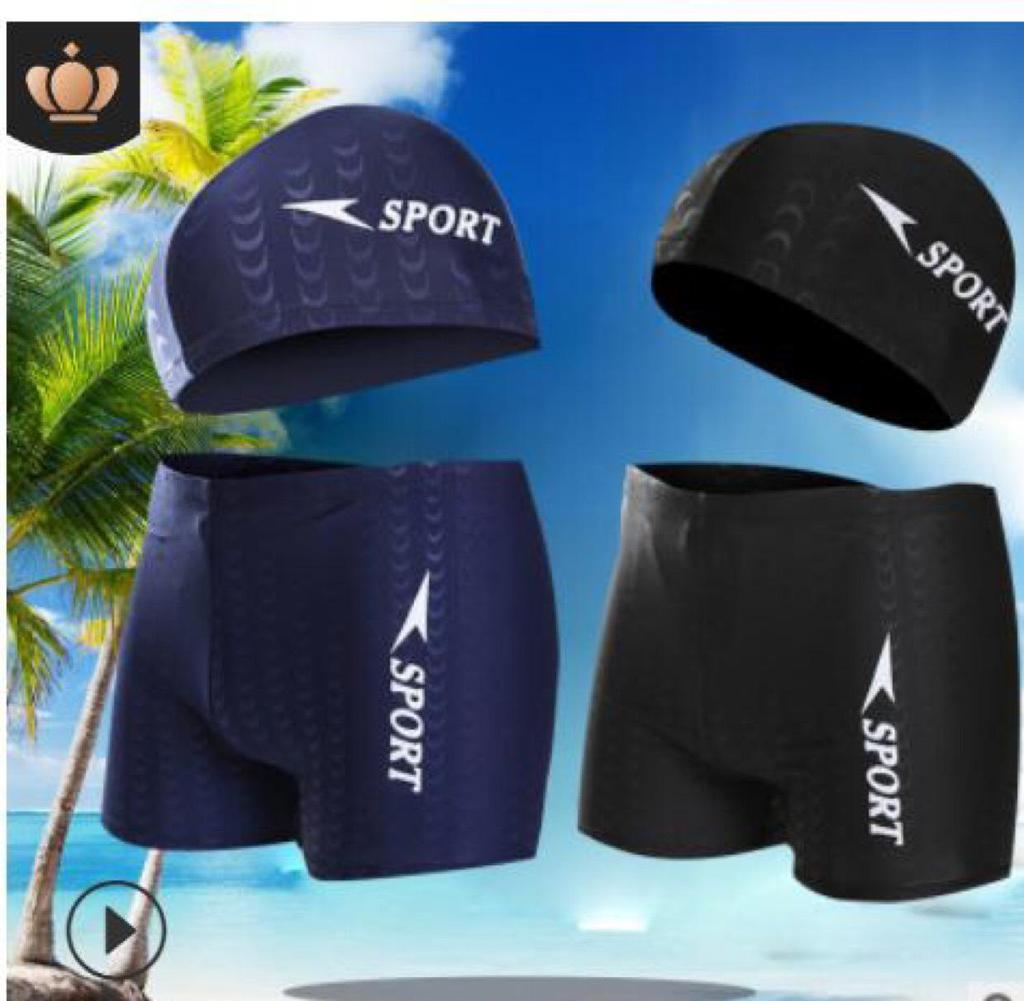 Men's Plus Size Swim Trunks with Cap - Loose Fit Fashion Swimsuit