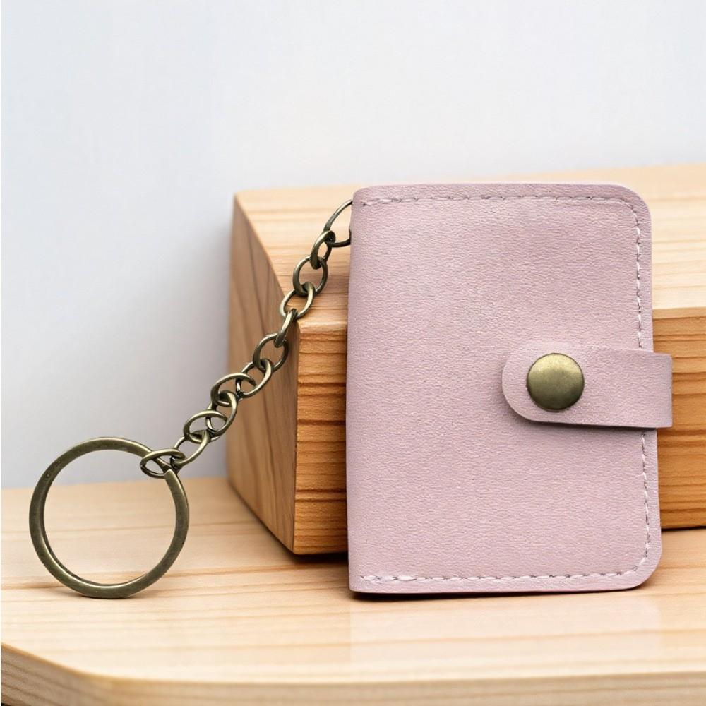 

Personalized Photo Album Wallet PU Photo Leather Case Keychain Key Organizer рожевий