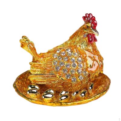 Hen Hatching Eggs Jewelry Box Storage Case Portable Metal Tabletop Keepsake Trinket