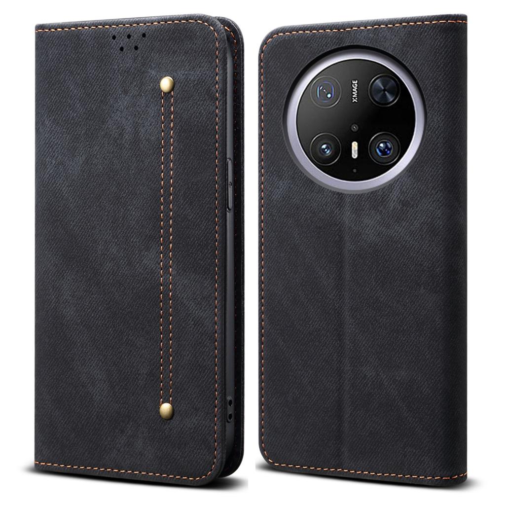For Huawei Mate 70 Pro/Mate 70 Pro+ Case Jeans Cloth Texture Anti-Scratch Leather Stand Phone Cover