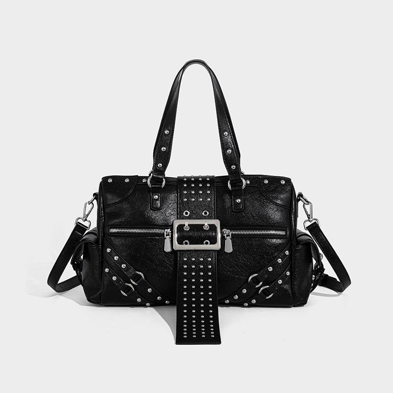 

Новая ретро сумка-хобо с заклепками в стиле панк - трендовая коллекция высокого класса осень/зима 36x12x22cm чёрный