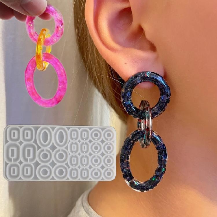 Flexible Silicone Moulds Jewelry Accessories Moulds Silicone Texture for Hand-Making Multi Circle Earrings and Keychain