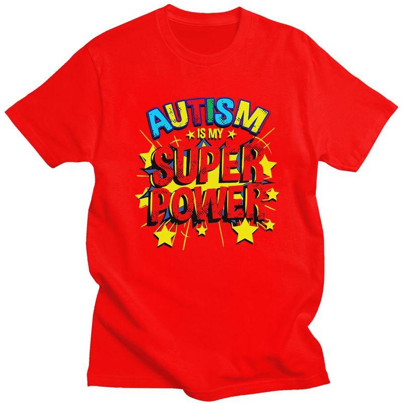 

Mens Autism Is My Superpower T Shirts Round Neck Pure Cotton Short Sleeve Awareness Quotes TShirt Casual Loose Fit Clothes S