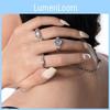 Elegant Korean Style Geometric Ring Set With Moonstone Perfect For Gifts And Fashion