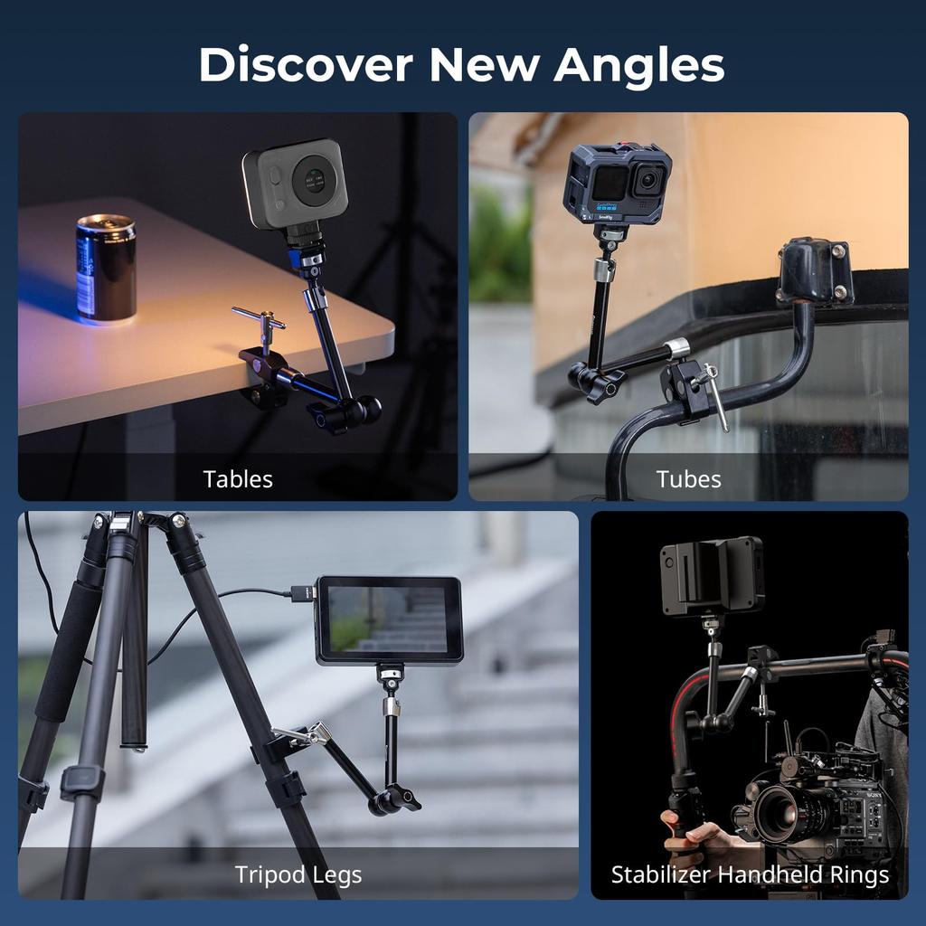SmallRig Magic Arm with Crab Screw and Retractable Pin for Action Video and Microphones 11" Clamp, 1/4"-20 Cameras, Monitors, Lights, (Product Code