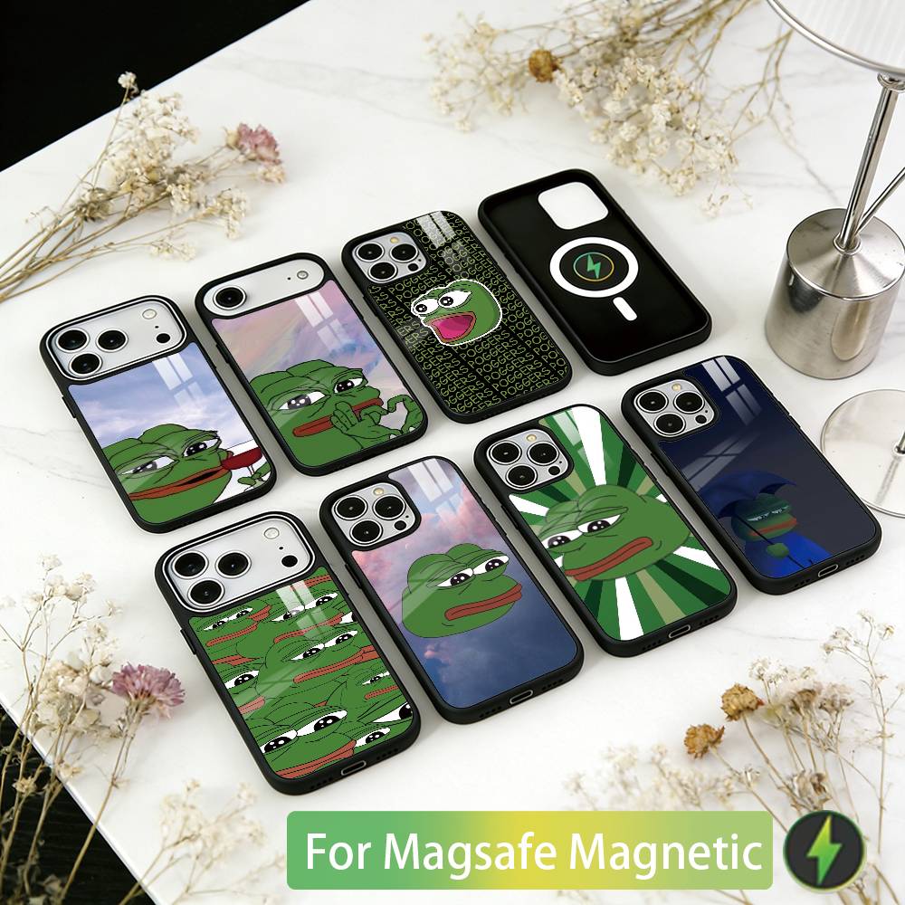 Funny The P-PEPE Frog Phone Case For iPhone17,16,15,14,13,12,11 Plus,Pro Magnetic For Magsafe Wireless Charging