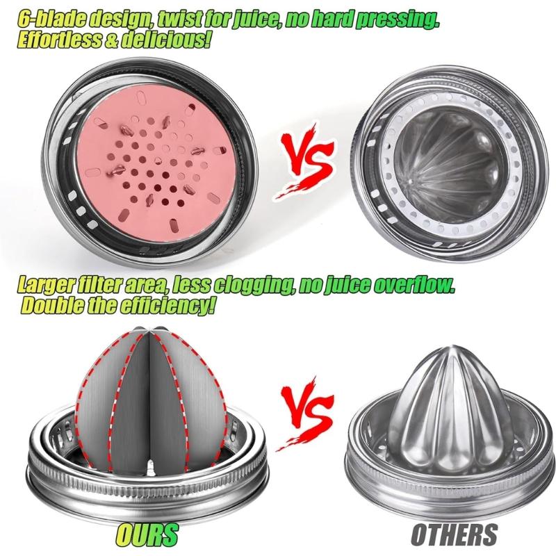 Mason Jar Stainless Steel Juicer Lid Wide Mouth Mason Jar Juicer Lid Stainless Steel Manual Citrus Lemon Juicer Lid Home
