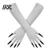 Elastic Polyester Costume Gloves 1 Pair Halloween Ghost Claw Gloves, Long Fingernail Witch Outfit Essentials Accessory, Dark Party Performance