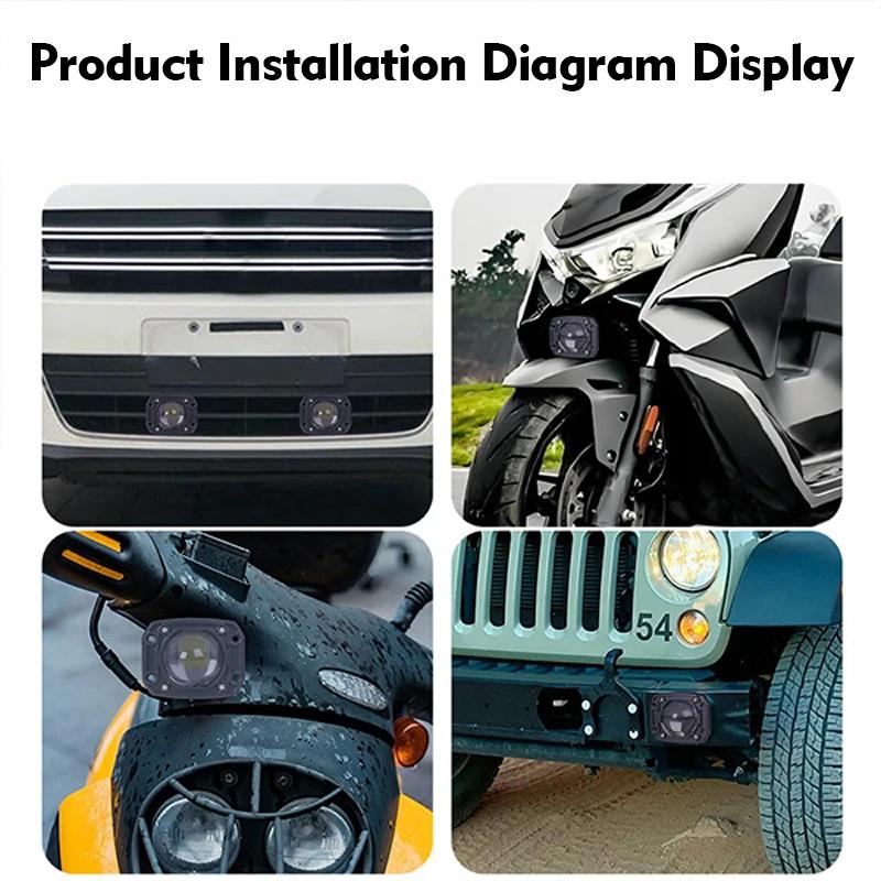 3 Inch 8D LED Lens Driving Work Light 30W Dual Color Flush Mount Fog Lamp Square Round For Off Road 4x4 Truck SUV ATV Motorcycle
